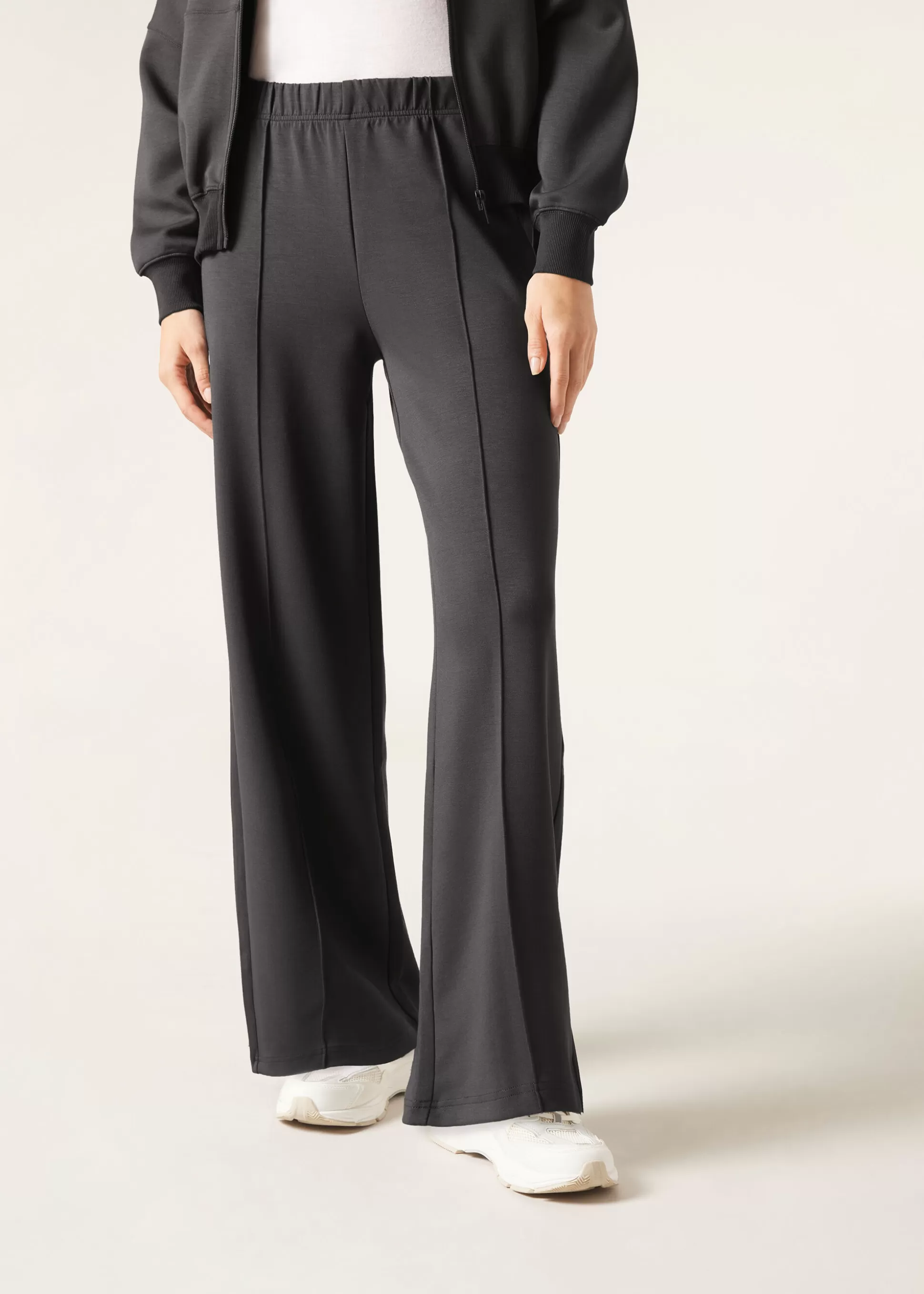 Leggings Leggings | Pantalones-Calzedonia Pantalón Palazzo Deportivo Con Raya Vertical Grisdelav�