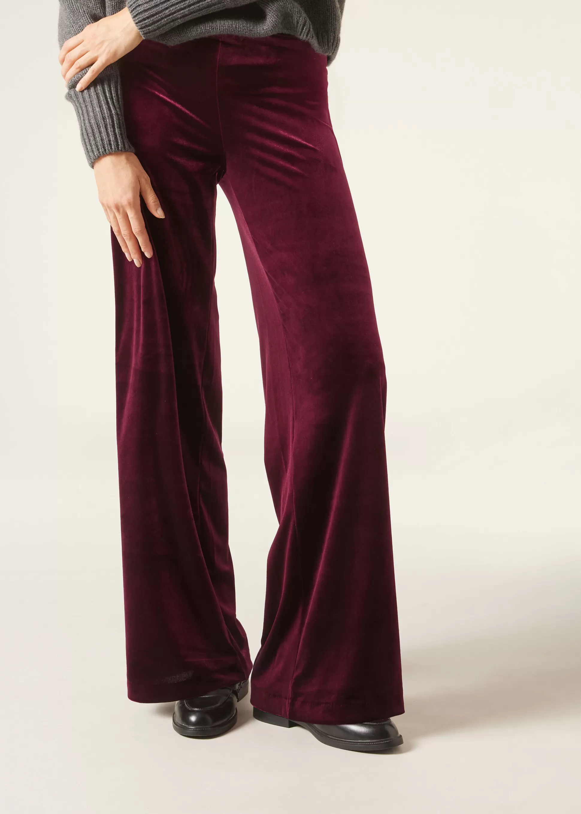 Pantalones-Calzedonia Pantalón Palazzo Terciopelo Rossobordeaux