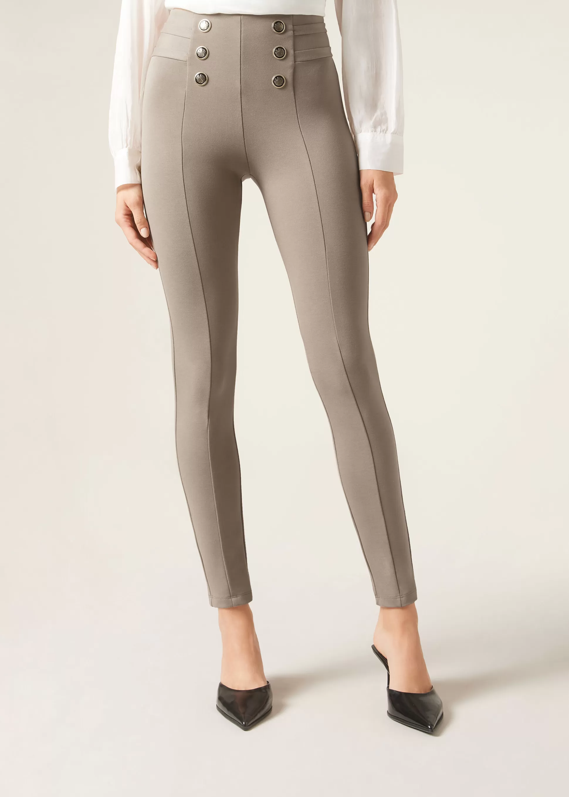 Leggings-Calzedonia Pantalón Sailor Efecto Shapping Con Detalle Botones