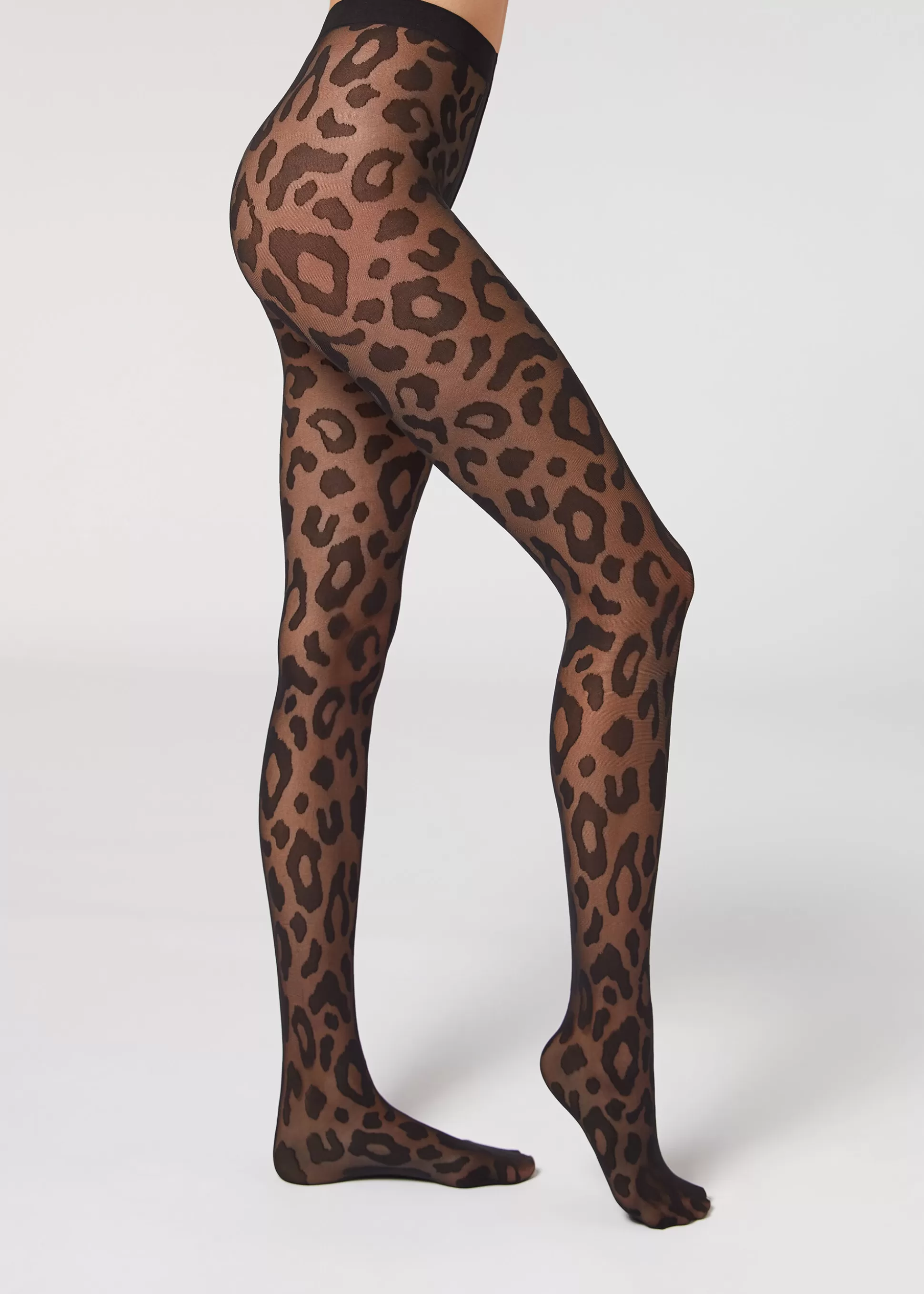 Pantis Estampados-Calzedonia Panty Transparente Estampado Animal Print Grande