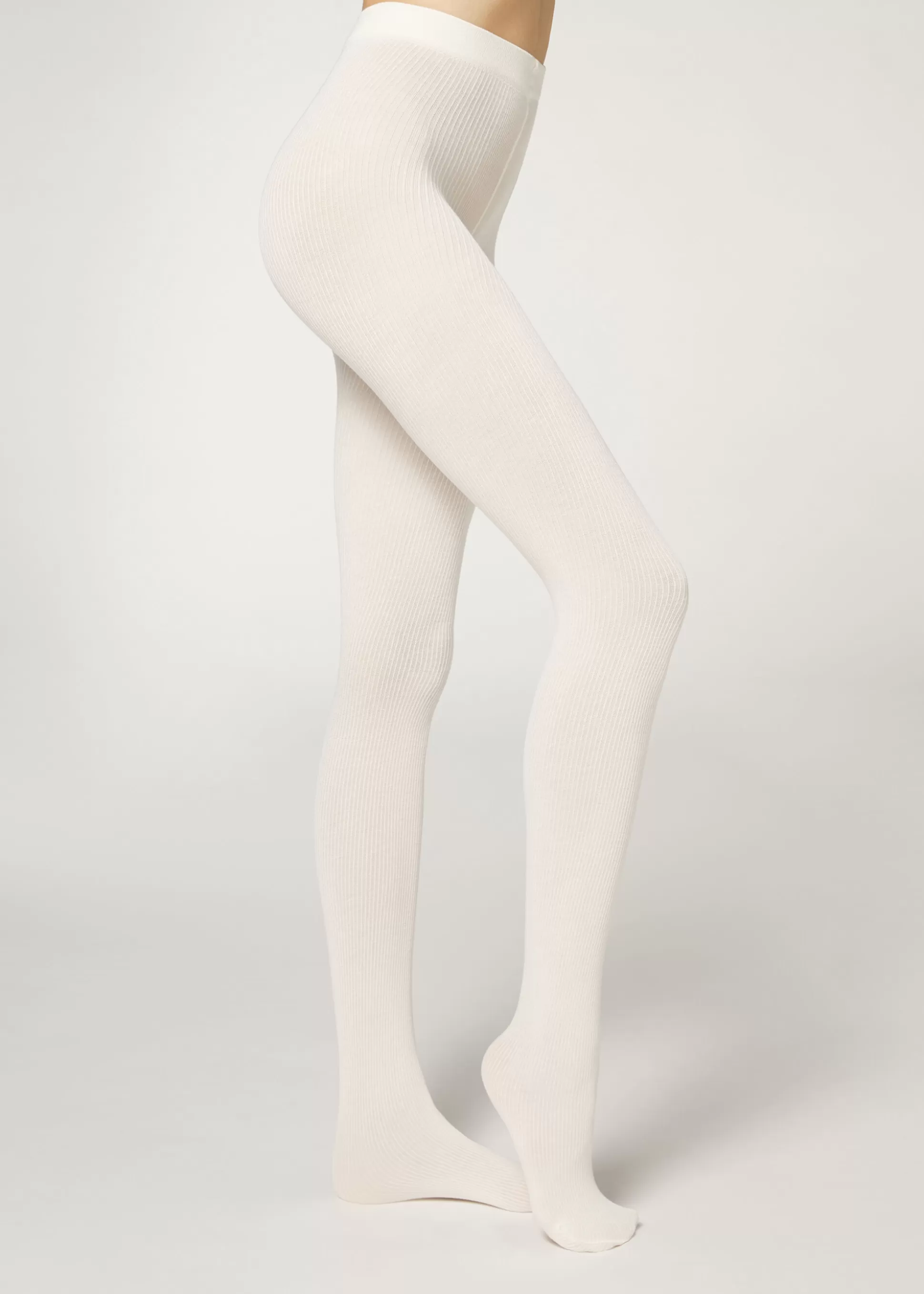 Pantis Estampados-Calzedonia Panty Tupido Cashmere Efecto Canalé Naturalbeisnatacanalécachemira