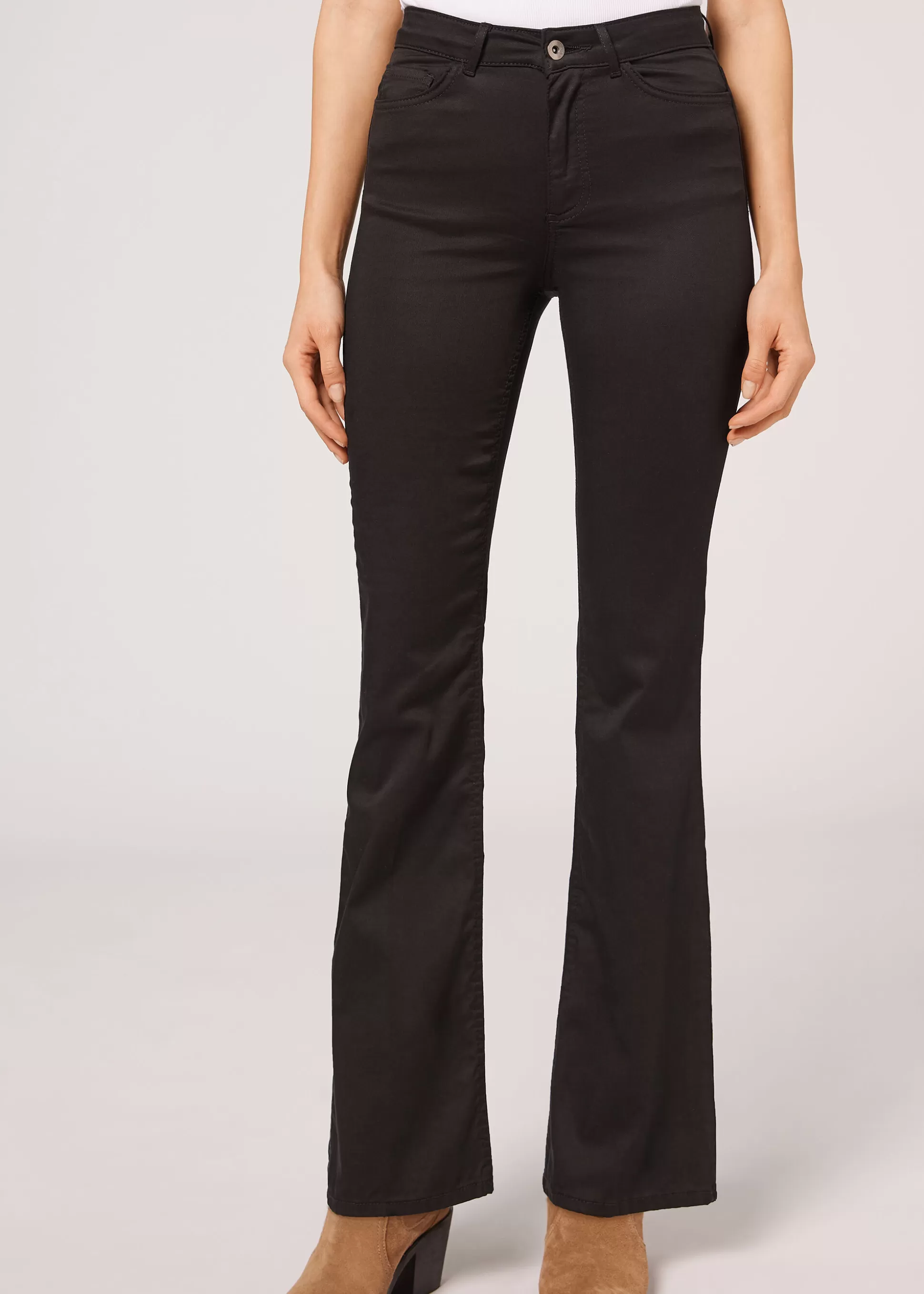 Vaqueros | Pantalones-Calzedonia Vaqueros Acampanados Light Denim Eco Nerodenim