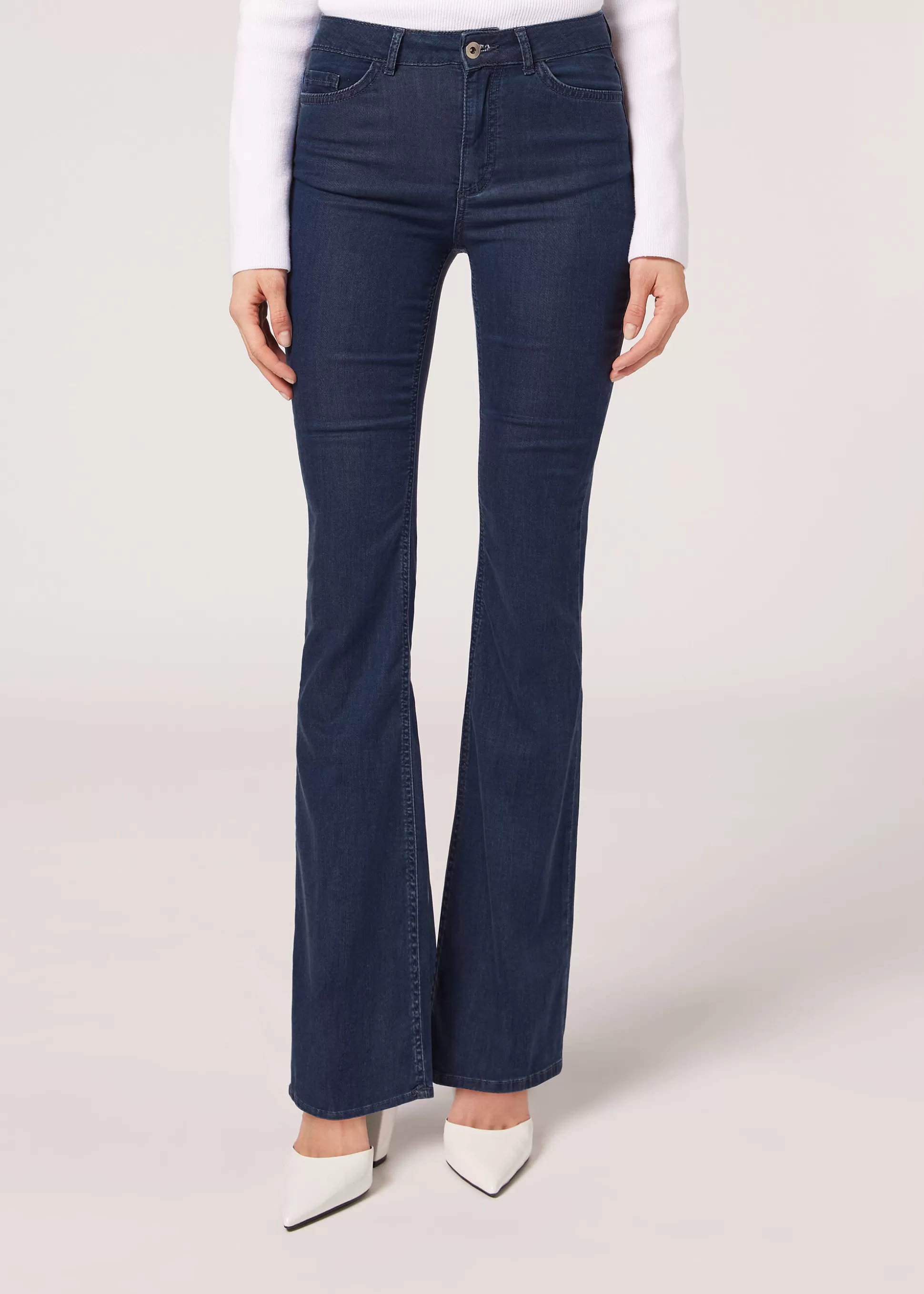 Vaqueros | Pantalones-Calzedonia Vaqueros Acampanados Light Denim Eco Azulvaquerooscuro