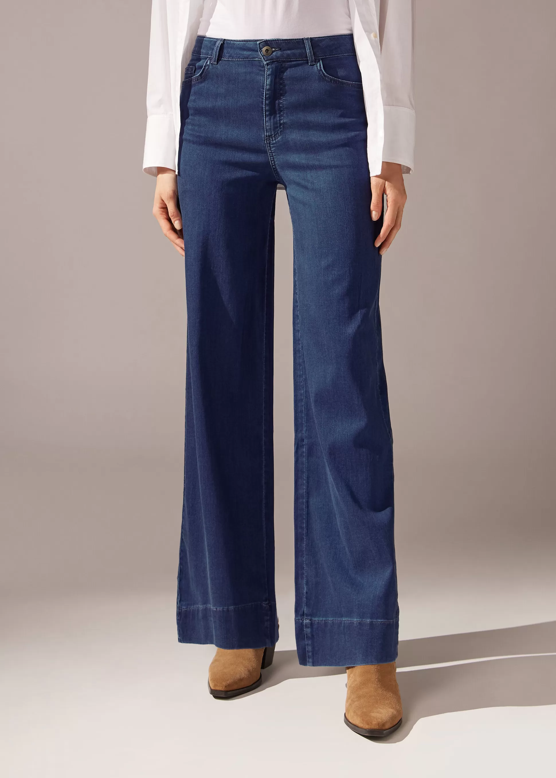 Vaqueros | Pantalones-Calzedonia Vaqueros Palazzo Eco Azulvaquerooscuro