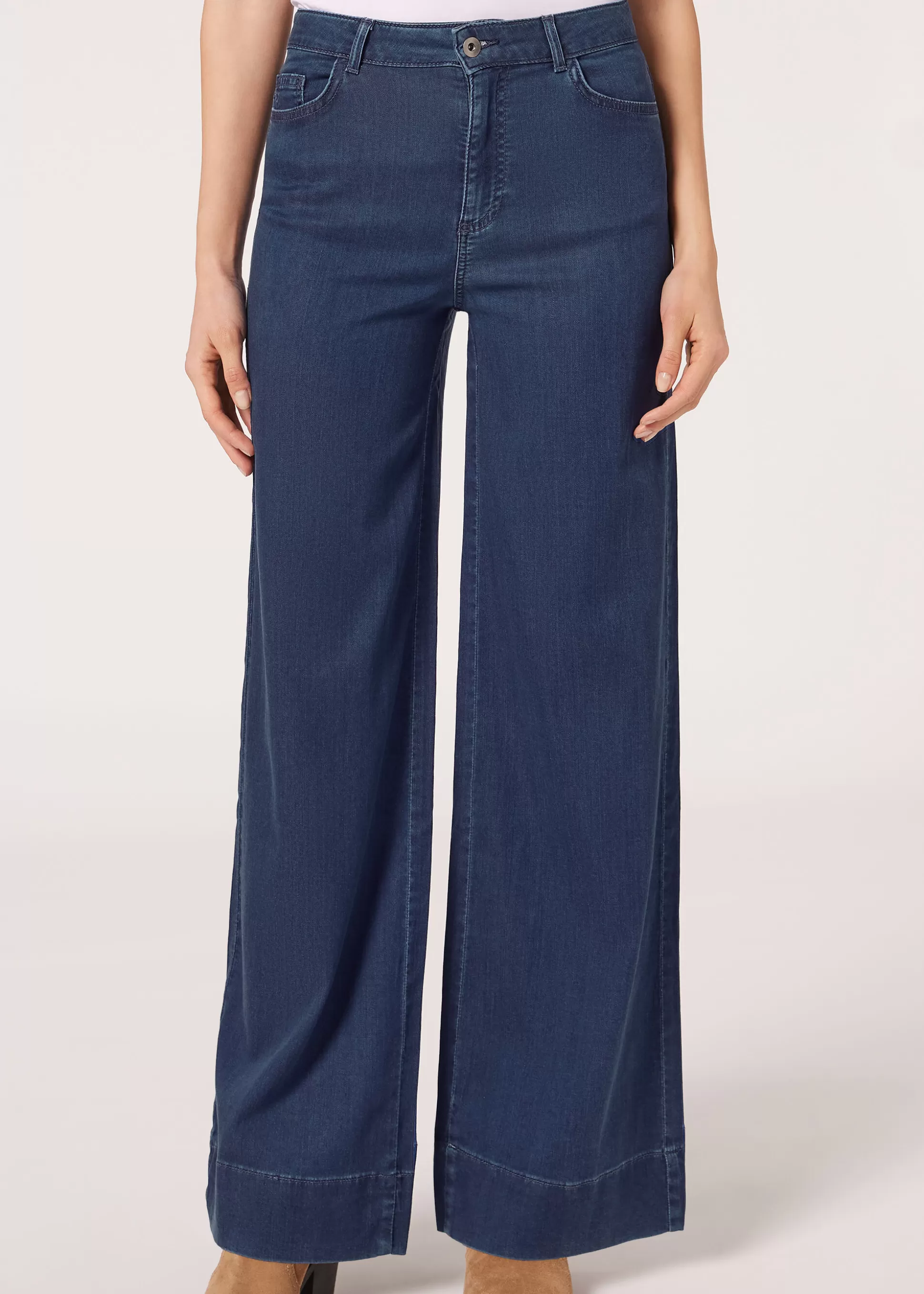 Vaqueros | Pantalones-Calzedonia Vaqueros Palazzo Eco Azulvaquerooscuro