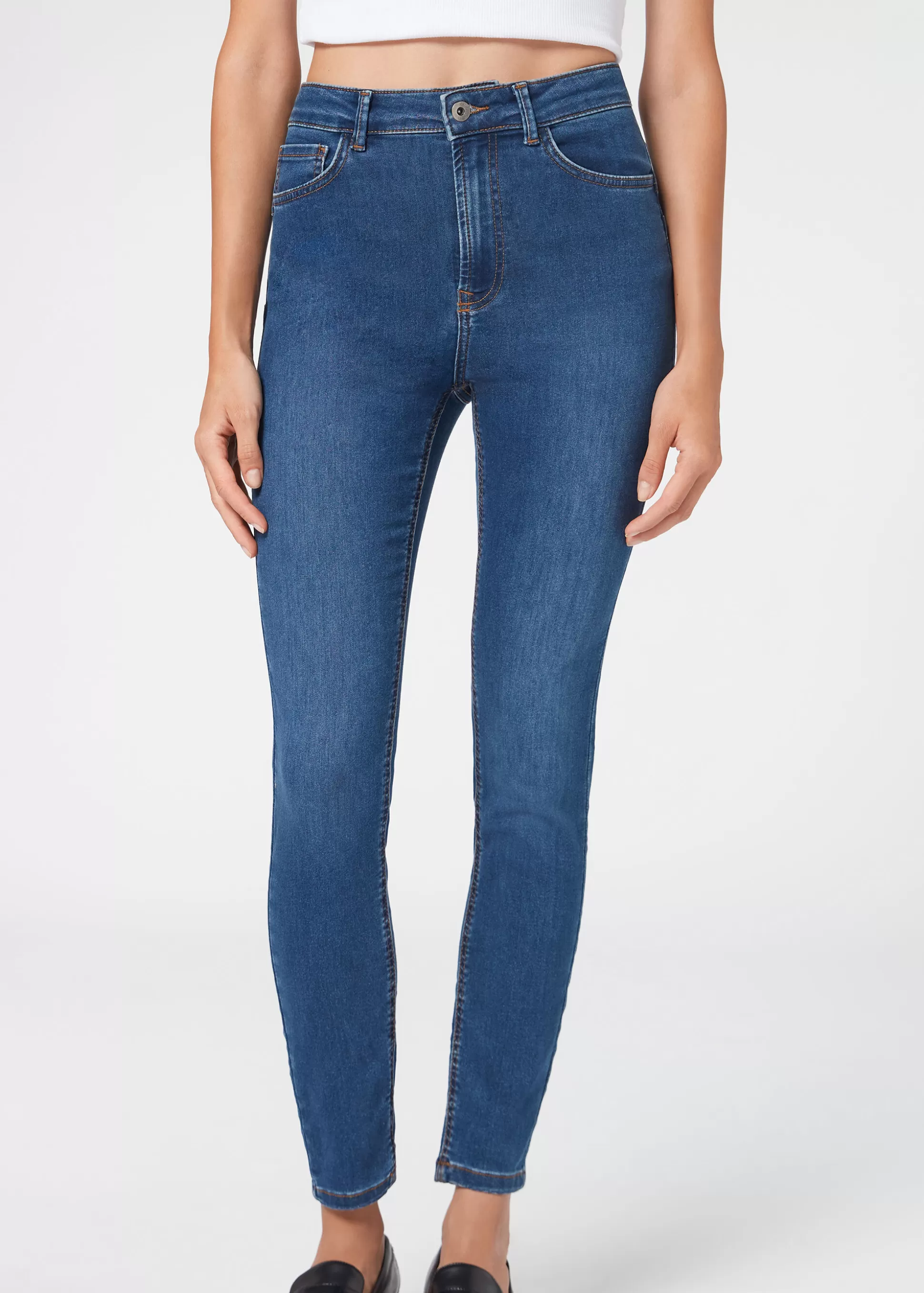 Vaqueros-Calzedonia Vaqueros Push Up Skinny de Cintura Alta Soft Touch