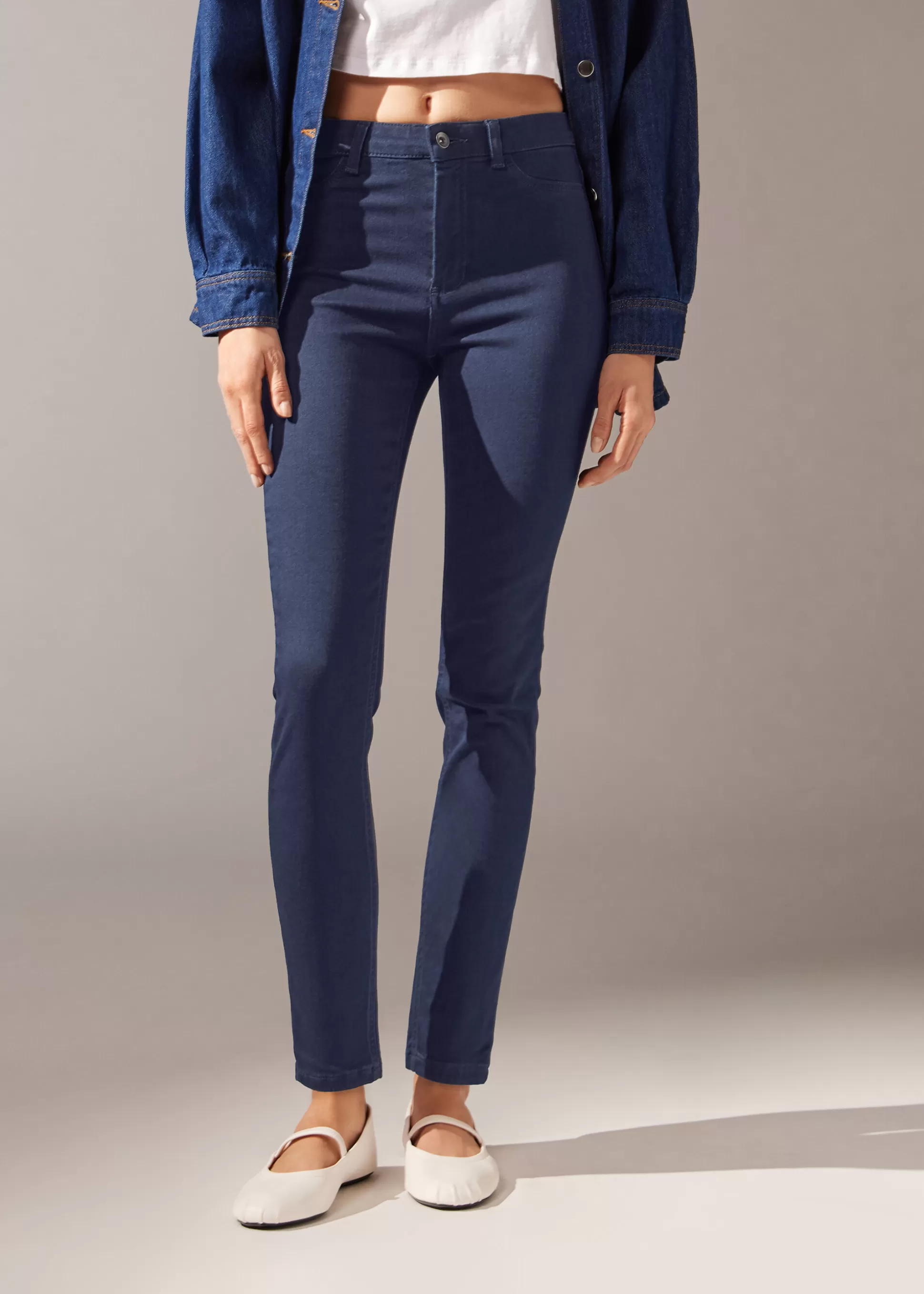 Vaqueros-Calzedonia Vaqueros Skinny Termicos Soft Touch Azulvaquerooscuro