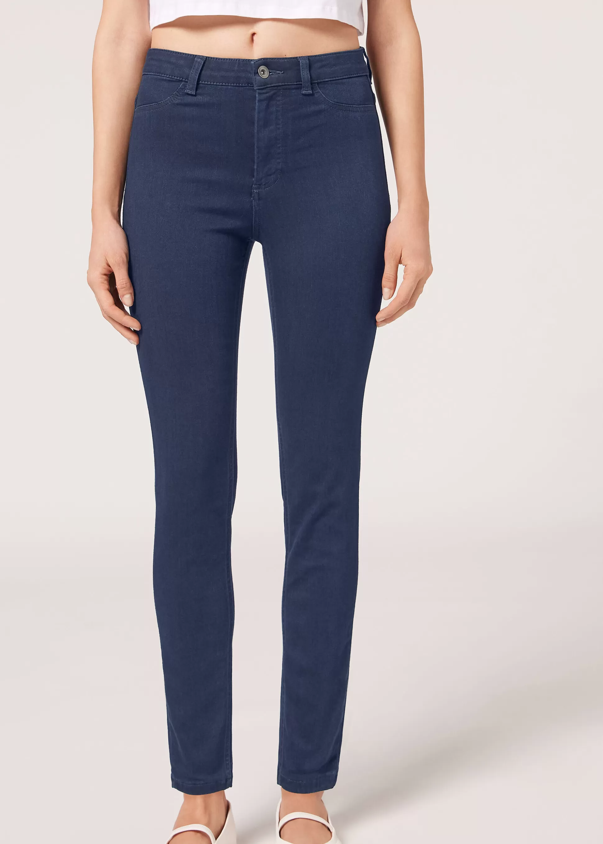 Vaqueros-Calzedonia Vaqueros Skinny Termicos Soft Touch Azulvaquerooscuro